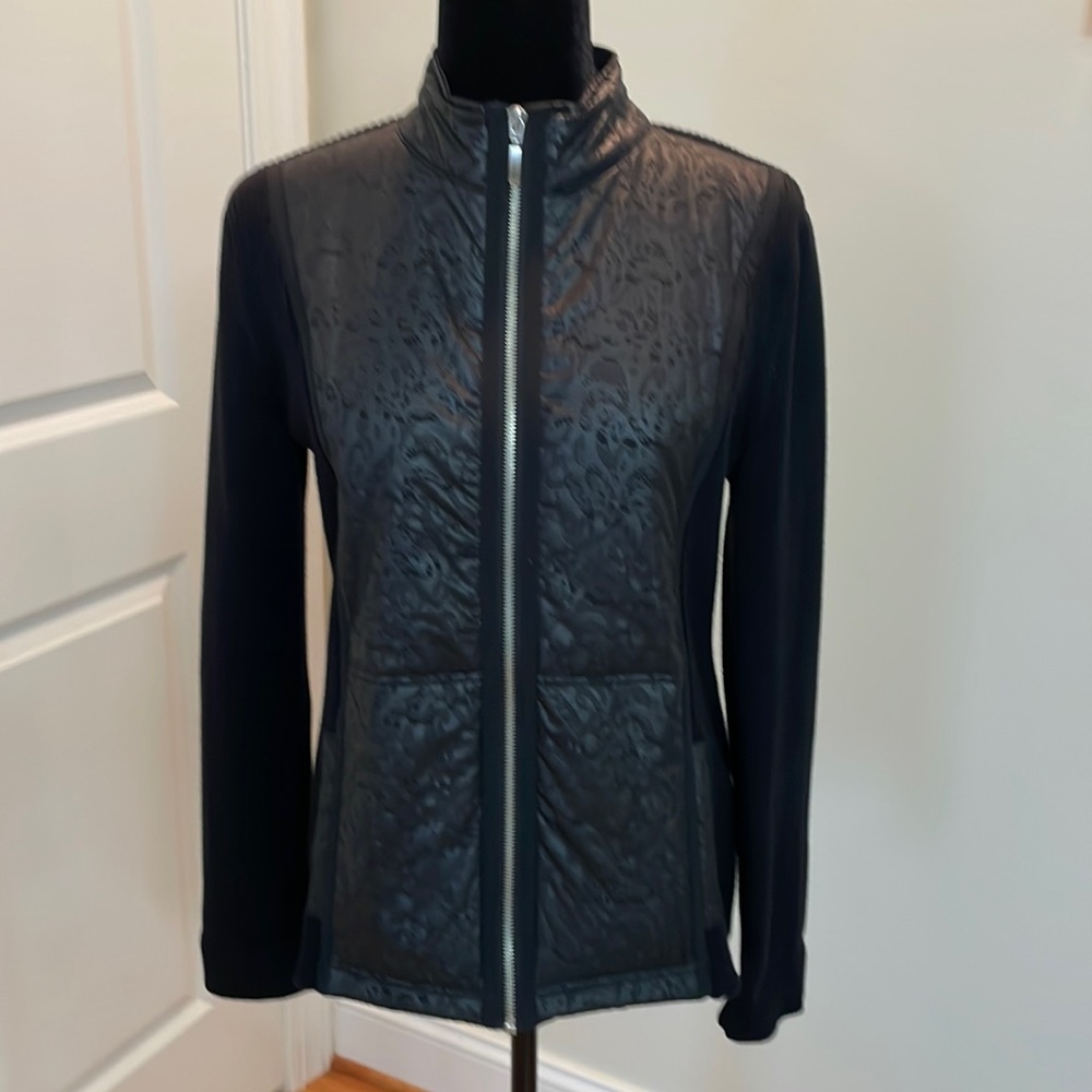 CHICOS medium mixed material jacket EUC!